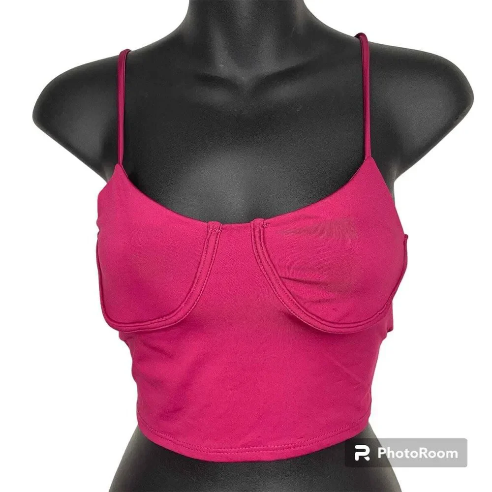 21 Saints 2 Piece Crop Top and Midi Skirt Matching Set‎ Magenta Pink Size Small